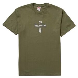 Supreme Cross Box Logo in Olive Khaki Men's Short Sleeve Tee Brand new in bag
